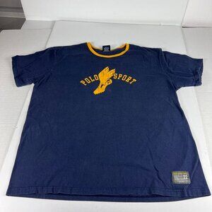Y2K Ralph Lauren Polo Sport Wing Foot Shirt Extra Large Blue Faded Arch Logo Tee
